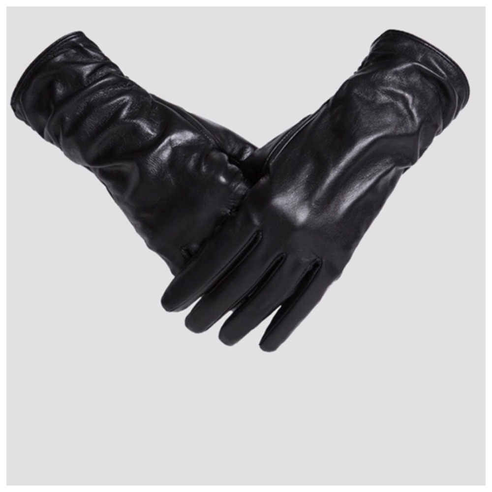 Leather Cashmere Lined Ruched Gloves Size 7 - Picture 5 of 7